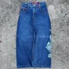 Mäns jeans jnco y2k harajuku hip hop tiger grafisk gotisk retro blå baggy denim pants män kvinnor hög midja bred byxa 231218