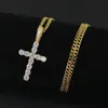 Hip Hop Cross Diamonds Pendants Colliers pour hommes Femmes Collier de luxe Bijoux Gold Plated Copper Zircons Cuban Link Chain7962710