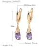 Висячая люстра Kinel, модные длинные серьги из розового золота 585 пробы для женщин, серьги с каплями воды, фиолетовый натуральный циркон, висячие серьги, ювелирные изделия, кристалл GiftL231219