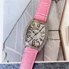 Fashion Full Brand Wrist Watches Women Men Male Tonneau Diamond Crystal Style Leather Strap Quartz Muller Clock FM 28