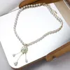 Hänghalsband eleganta party smycken pärla mode tillbehör tofs pärlor lotus form kvinnors halsband kristall koreansk stil