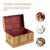 Present Wrap Treasure Box Retro Wood Pirate Chest Gem smycken förvaring Trinket Keepsakes Organizer Room Home Decoration