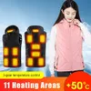 Herenvesten 11 gebieden Verwarmd vest voor heren Dames Verwarming Donsjack Opladen via USB 3 versnellingen Temperatuurregeling Winter Warm Buitensportkleding 231218