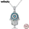 Wostu Echt 925 Sterling Silber Hand Von Fatima Hamsa Anhänger Halskette Für Frauen Mode Bijoux Schmuck Geschenk Cqn264 Y190617032555