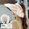 Visors New Summer Hats For Women Empty Top Shell She Sun Hat Korean Fashion Big Brim UPF 50+ Sunscreen Sun Protection Beach HatL231219