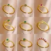 Anneaux de mariage minuscule vert Zircon rond pour femmes géométrique en acier inoxydable ovale anneau de luxe bijoux de noël cadeau