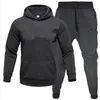 Mode tweedelige sportkleding voor heren met hoodies, hoodies en broeken, winterpluche en dikke warme hoodies, casual set met capuchon