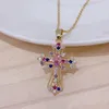 Pendant Necklaces Zircon Cross Necklace Copper 18K Gold Plated For Women Men Gothic Jewelry Classic Accessories Wholesale