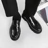 Dress Shoes Men Streetwear Fashion Business Casual Thick Platform Genuine Leather Wedding Loafers Harajuku Korean Man Shoe 231218