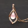 Collane con ciondolo Ociki Colore oro rosa Quarzo Ross CZ Collana opale rosa per donne Ragazze Girocolli regalo Waterdrop Gioielli Goccia all'ingrosso