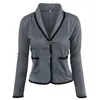 Costumes pour femmes, Blazer et vestes de couleur Pure, élégants, manches longues, court, bureau, simple boutonnage, Streetwear pour dames, 5xl