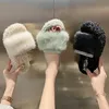 Hair Slippers Rabbit Wedges Rhinestones Slippers Pantufa Fur Muffins Shoes Women Flip Flops Cozy Furry Crystal Platform ry