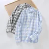 Männer Casual Hemden 2023 Frühling Herbst Koreanischen Stil Patchwork Baumwolle Revers Lange Hülse Lose Plaid Männer Tops Kleidung