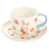 Dinnerware Sets Ceramic Coffee Set Mug Decorative Water Cartoon Desktop Cup Dish Mugs Heat-resistant Milk Ceramics Breakfast Office