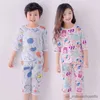 Pyjama Zomer Kinderpyjama Babyjongenskleding Katoenen pyjama Kinder T-shirt + korte broek 2 stuks Cartoon pyjama voor meisjes Jongens Nachtkleding Sets