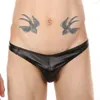 Cuecas de couro manto dos homens briefs gay roupa interior biquíni g-string tanga sexy masculino erótico pênis tangas corda homme calcinha a50