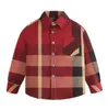 Chemises Mignon bébé garçons rouge chemises à carreaux enfants chemise à manches longues avec poche col rabattu garçon chemise printemps automne enfants hauts enfant Sh