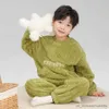 Pyjamas pojkar pyjamas sätter vinter varm topp+byxa underkläder kostym för barn plysch varm tonåring sömnkläder höst vinter barnkläder