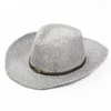 Berretti B-8055 Cappello da cowboy Cappello da sole estivo maschile Protezione solare per adulti Anti UV Tesa larga da uomo Piatto Panama