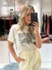 Damskie koszule litera znak drukuj koszulka T-shirt biały bawełniany letni tshirt 2023 Casual Tops Femme Fashion Streetwear O Neck pullover