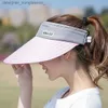 Visors 2023 New Simple Women Summer Sun Visor Wide Brim Hat Beach Hat Sunhat La Sunscreen hat UV Protection Female C AdjustableL231219