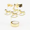 Titulares de vela Carrossel Golden Rotating Holder Ornaments Metal Windmill Criativo Mão Presente Decoração de Natal