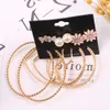 Wholesale Gold Plated Large Hoop Butterfly Pearl Flower Stud Earrings Set for Women Jewelry