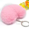 Tas Onderdelen Accessoires Pluizige pompom Sleutelhanger Geschenken voor Vrouwen Zachte Hartvorm Pompon Nep Konijn Sleutelhanger Bal Auto Ring 231219