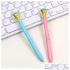 Ballpoint Pens Wholesale Crystal Glass Kawaii Ballpoint Pen Big Gem Ball Pens With Large Diamond Fashion School Office Supplies Drop D Dhpu0