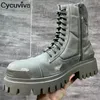 Laarzen Kwaliteit Suède Enkellaarsjes Voor Mannen Dikke Zool Lace Up Casual Schoenen Mannelijke Designer Platform Botas Mujer 231219