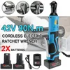 Electric 3 8 Cordless Ratchet 42V Uppladdningsbar ställning 90N M Rätt vinkelnyckelverktyg med 1 2 Batteriladdare Kit Y20032288F