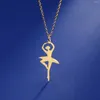 Pendant Necklaces Ballerina Girl Cut For Dancer Elegant Women Stainless Steel Ballet Jewelries Link Chain Romantic Trendy Gifts