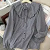 Camicette da donna Camicia a maniche lunghe con collo a quadri scozzese Camicia femminile primaverile e autunnale Versione coreana della camicetta casual con temperamento ampio e ampio