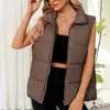 Women's Vests 2023 Fall And Winter Fashion Trend Sleeveless Long Collar Warm Cold Down Cotton Undershirt Thickened Vest Jacket