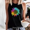 Damen-Tanks, bunte Sonnenblume, 3D-Druck, Tank-Tops, Streetwear, Damen, ärmellos, Weste, Y2k, übergroß, schulterfrei, Urlaub, Camisole-Kleidung