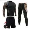 Compressão masculina ternos esportivos ginásio collants roupas de treino jogging conjunto esportivo correndo rashguard treino para homem 240111