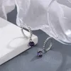 Kolczyki obręcze 1Pair fiolet cZ Dangle lśniąca kryształowy urok tragus biżuteria kamień urodzenia