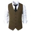 Herenvesten 2023 V-hals Single Breasted Business Casual Vest Amerikaanse Retro Volwassen Gentleman