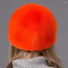 Bérets Peau Entière Chapeau De Paille Orange Baseball Femme Protection Oreille Hiver