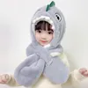 Wide Brim Hats Bucket Doit Cartoon Dinosaur Children Winter Beanies Set Kids Child Knitted Fur Hat Scarf Onepiece Boys Girls Earflap Caps 231218