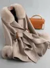 Robes décontractées 2023 automne / hiver col de fourrure haut de gamme double face manteau en cachemire femme mi-longueur toute laine laine