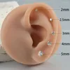 Stud Earrings 1Pair Steel Catch Round Zircon Gold Plated Cartilage Tragus Ear Lobe Studs Women Piercing Jewelry