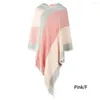 Foulards Femme Hiver Poncho Dépouillé Pull Glands Châle Parti Voyage Vacances Po Props Ourlet Irrégulier Écharpe Dames Girls245u