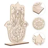 Candle Holders Household Office Sculpture Decor Hamsa Hand Ornament Wooden Tea Lights Holder