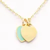 Stainless Steel Chain Enamel Double Heart Love Necklaces women necklace Fashion Trendy Paired Suspension Pendants Model Mixed 9 co232U