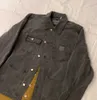 Mäns högkvalitativa kort Hart Carha Michigan Four Bag Batik Flip Collar Washed Canvas Shirt Jacket Löst montering 5Lye FV2N