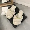 Apanzu Winter Warm Real Fur Slippers vrouw kralen pailletten bling pluche vrouwen harige natuurlijke konijnen haarschoenen 231219