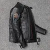 メンズジャケットモーターサイクルメンスタイル用バイカースリムカウハイドスプリングコート231219のための本革ジャケット