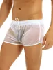 Mäns shorts Mens Swim Trunks See-Through Sheer Drawstring Swimming Boxer Beach Shorts Baddräkter snabba torra löst badkläder underkläder för Malel231218