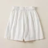 Damesshorts Katoen Linnen Dames Casual Los Zomer Vintage Veterschoenen Korte broek Kleding Elastisch getailleerde A-lijn Wijde pijpen